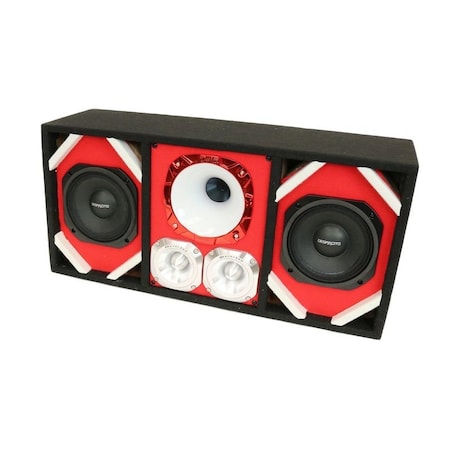 Deejay Led Loaded Box w/Two Despacito Heavy Duty 6-in Woofers One Horn and w/Two Bullet Tweeters RED TBH6RED