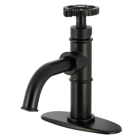 Kingston Brass One-Handle Single-Hole Bathroom Faucet with Deck Plate and Push Pop-Up Drain, Matte Black KSD2820CG