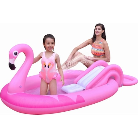 Pool Central 83 in. Inflatable Flamingo Kiddie Pool with Sprayer, Pink 34310294