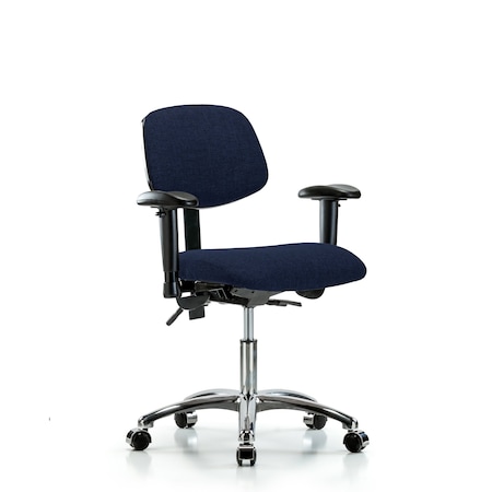 Blue Ridge Ergonomics Desk Chair Desk Chair, Fabric, Chrome AA Casters, Nav, Adjustable Arms, 19" to 24" Height, Fabric BR-FDHCH-CR-T0-A1-CC-F45