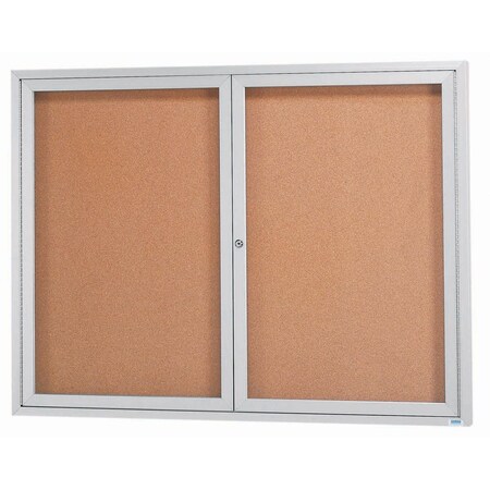 Aarco Enclosed Natural Pebble Grain Cork Bulletin Board w/ Clear Satin Anodized Al Frame, 48''Hx60''W DCC4860R