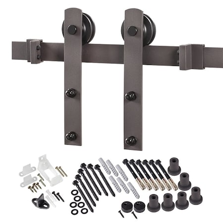Renin Straight Strap Barn Door Hardware Kit, 96 in L Track, Steel, Bronze, Wall, For: Barn Door BD100K-09600-BR