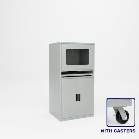 Pucel Computer Enclosure Cabinet, 30 in W x 60 in D x 62 in H, Gray SCW-3060-C