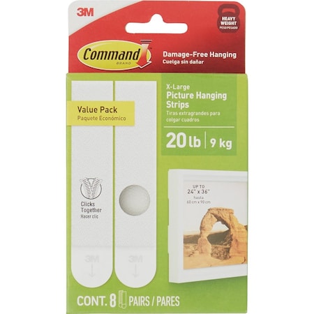 Command 20 Lb. Wht Picture Hanging Strips 8 Pairs 17217-8ES