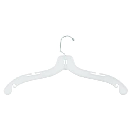 Nahanco 17in White Hi-Impact Plastic Heavy Weight Shirt Hanger w/ Washer, 100PK 1500WW