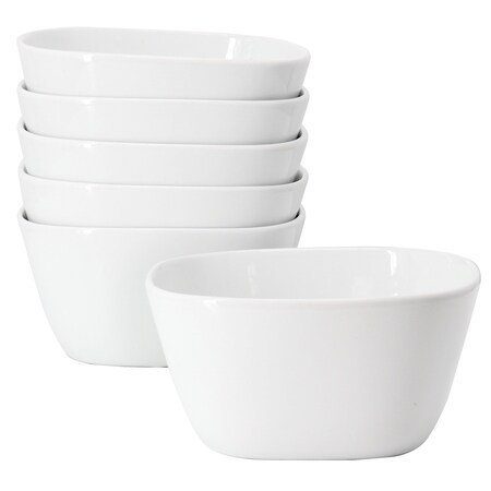 Our Table Simply White 6 Piece 6 Inch Porcelain Soft Square Cereal Bowl Set 133034.01