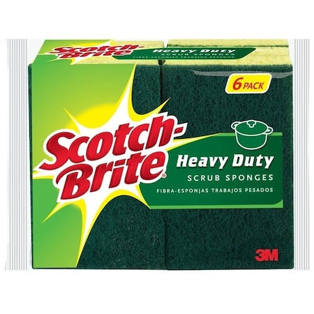 Scotch-Brite Scrub Sponge, 4-1/2 in L, 2.7 in W, 0.6 in Thick, Cellulose/Synthetic Fiber, Green 426