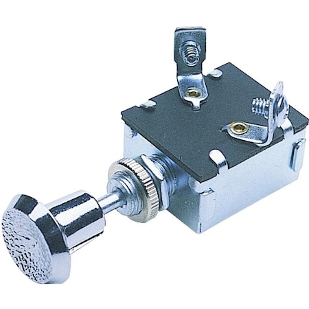 Calterm Push/Pull Switch, 15 A, 12 VDC, Screw Terminal, Nickel Housing Material, Chrome 42200
