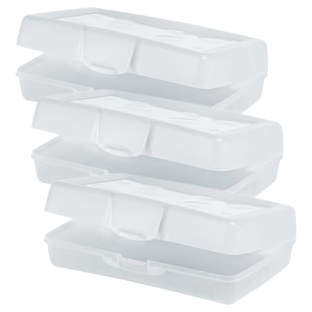 Storex Large Pencil Box, Clear, 3PK 61622U12C