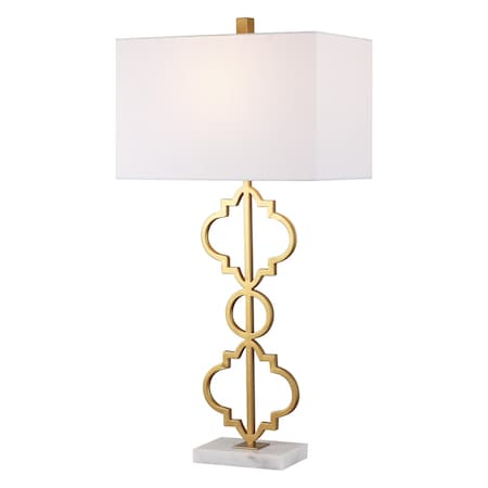 Jonathan Y Selina 32" Iron Ogee Trellis Modern LED Table Lamp, Gold Painting JYL3072A