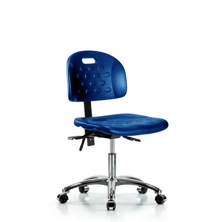 Blue Ridge Ergonomics Poly Chair Chrome, Desk, Casters, Blue BR-HPDHCH-CR-T0-A0-CC-BLU