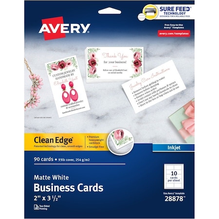 Avery Clean Edge Business Cards, True Pr, PK90 28878