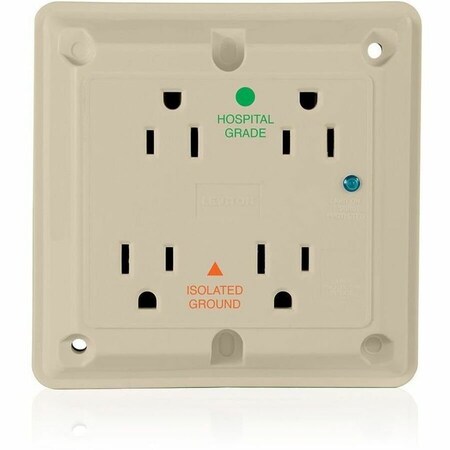 Leviton Straight Blade Receptacle, 5-15R, 15 A, 125V AC, Isolated Ground 8480-IGI