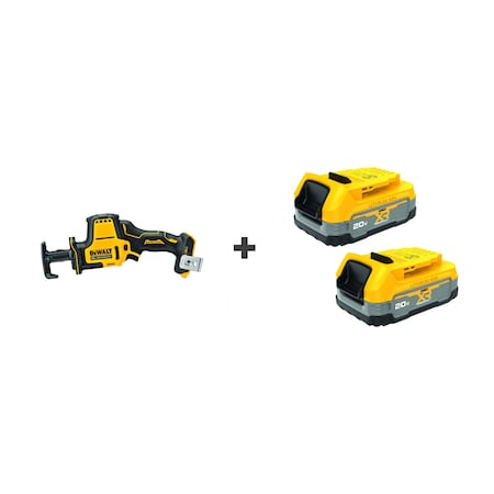 Dewalt Reciprocating Saw 20V, Cordless, Compac DCS369B/DCBP034-2