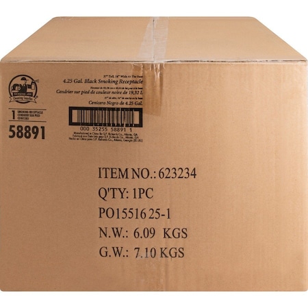 Genuine Joe 4.25 Gallon Fire-Safe Smoking Receptacle - 37 x 16 - Galvanized Steel - Black - 1 Each GJO58891