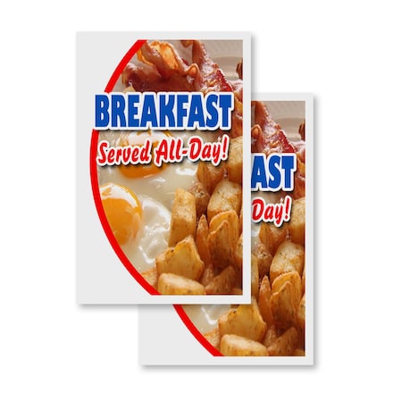 Signmission Breakfast Served All Day, Vinyl Decals Only 24 Inch x 36 Inch, Vinyl Decal, 2PK DSB-2436-2PACK-Breakfast Served All Day