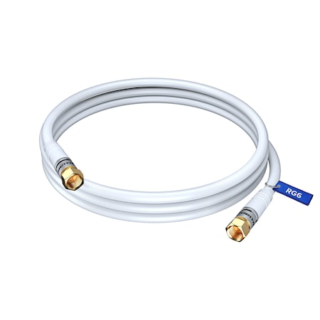 Maximm RG6 Coaxial Cable, White, 3 Foot) RG6-3FTSTRAIGHTWhite