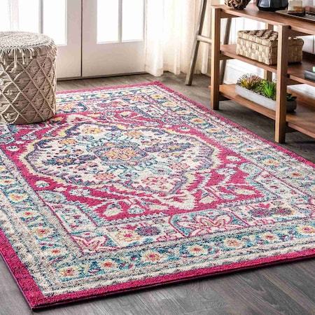 Jonathan Y Bohemian FLAIR Boho Vintage Medallion Pink/Ivory 3 ft. x 5 ft. Area Rug BMF102B-3