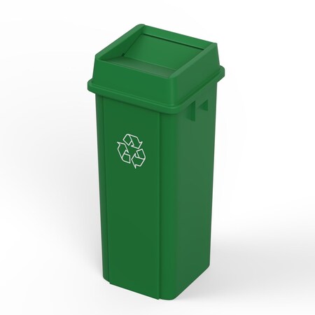 Regal Altair 23 Gallon Square Green Plastic Recycling Container with Drop Shot Swing Lid, Space-Saving Design ZR-TC-100-GN-23-SW-KIT