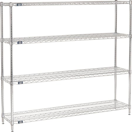 Global Industrial Nexel 4 Shelf, Chrome Wire Shelving Unit, Starter, 72"W x 12"D x 63"H B3149703
