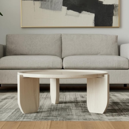 Homeroots 30" Natural Genuine Marble and Marble Round Coffee Table 565076