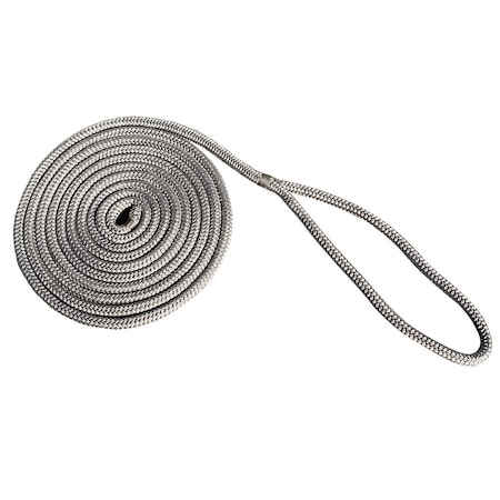 New England Ropes New England Rope 1/2 in x 15' Nylon Double Braid Dock Line, Grey 5058-16-00015