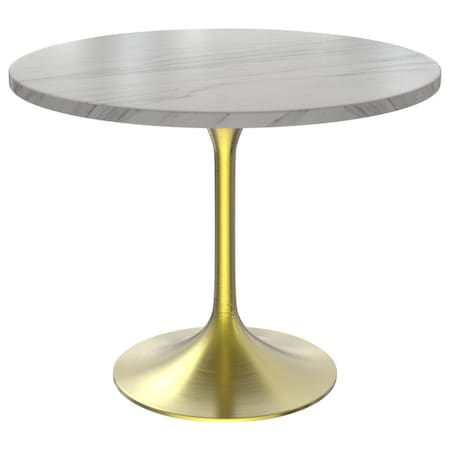 Leisuremod Round 35.43 in W, 29.34 in L, Sintered Stone/Stainless Steel, White VT20BG-36WS