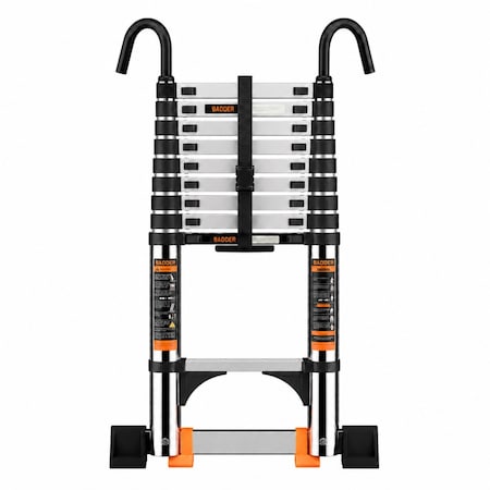 Wrightmaster 9.5 ft. Lightweight Steel Extension Ladder with Stable Hook, Stabilizer Bar, 330 lbs. Load Capacity ZROYT290