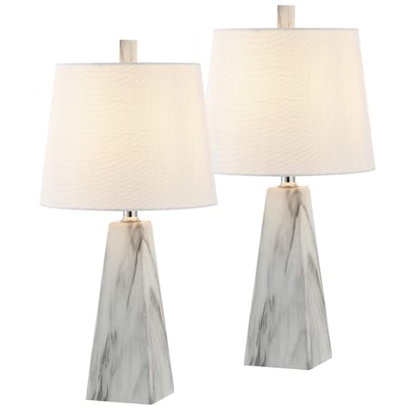 Jonathan Y Owen 20.5" Contemporary Resin LED Table Lamp, White Marble Finish, 2PK JYL1037A-SET2