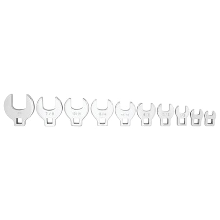 Performance Tool 10 pc. SAE Crowfoot Wrench Set, SAE Sizes, Heat Treated Alloy Steel W453