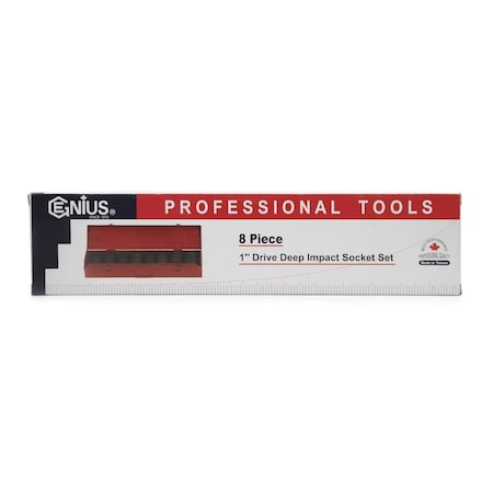 Genius Tools 8PC 1in Dr. Metric Deep Impact Socket Set CD-808MD