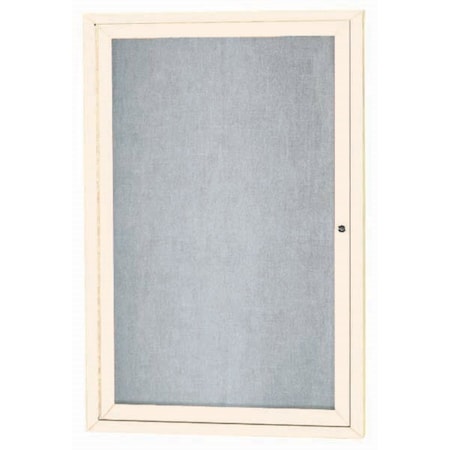 Aarco Outdoor Illuminated Enclosed Bulletin Board w/ Al Frame, Stard Vinyl, Powder Coated Ivory, 24''Hx18''W ODCC2418RIIV