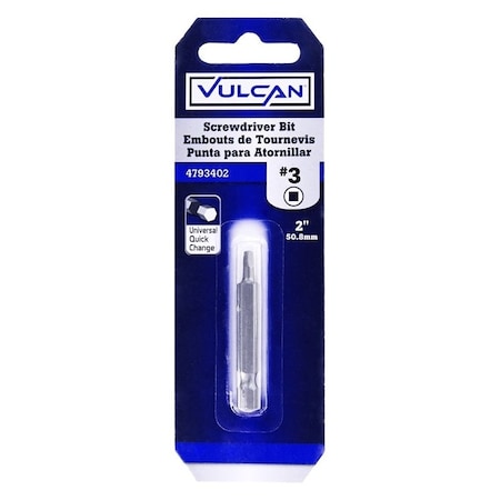 Vulcan Screwdriver Bit, Hex Shank, S2 Chrome Molybdenum Steel 306001OR