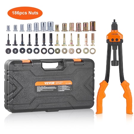 Vevor Rivet Nut Tool 16in Rivnut Tool Kit 13 PCS Mandrels and 186 PCS Rivet Nuts, 13PK DY-8804
