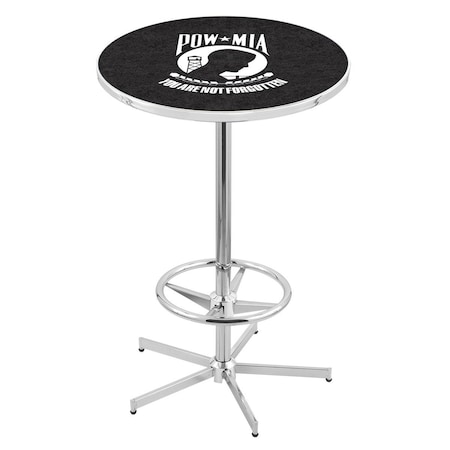Holland Bar Stool Co 42" Chrome POW/MIA Pub Table, 36" dia. Top L216C4236POWMIA