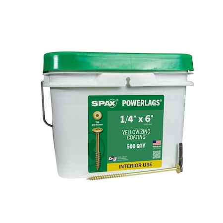 Spax 1/4 in x 6 in Interior Structural Wood Lag Screws Powerlags Washer Head T-Star Bulk Pail, 500PK 3581020701520