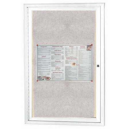 Aarco Outdoor Illuminated Enclosed Bulletin Board w/ Al Frame, Stard Vinyl, Powder Coated White, 24''Hx18''W ODCC2418RIW