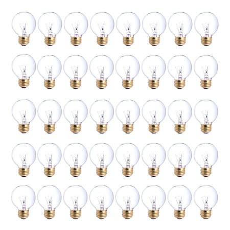 Bulbrite 25w Dimmable Clear G16.5 Incandescent Light Bulbs Medium (E26) Base, 2700K Warm White Light, 40PK 861956