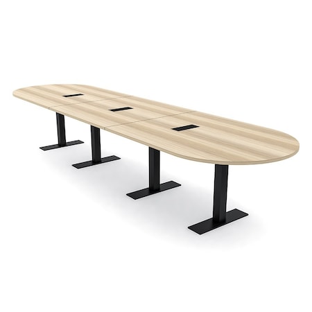 Skutchi Designs 16ft Conference Table With Power Unit | 16 Person Modular Racetrack Meeting Table | Harmony Series HAR-RAC-48X192-T-K525-ESIL