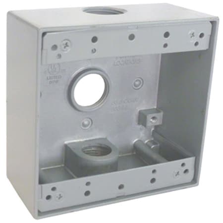 Evolve TGB75-3 2 Gang Outlet Box With Three 0.75 in. IPT Thread Holes, Gray EV581880