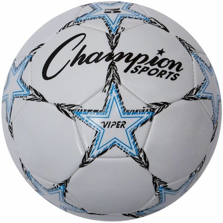 Champion Sports VIPER Soccer Ball, No. 5. Size, 8.5" to 9" Diameter, White VIPER5