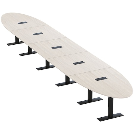 Skutchi Designs 22ft Oval Conference Table With Power | Harmony Series | 20 Person Meeting Room Table HAR-OVL-48X264-T.BK-K458-EBLK