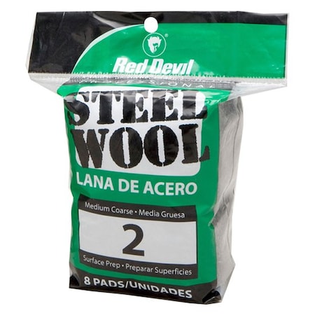 Red Devil #2 Red Devil 325 Steel Wool Pro Steel Wool Pad Medium/Coarse, 8-Pack 324
