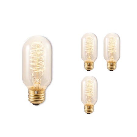 Bulbrite Incandescent 40-Watt Nostalgic Edison T14 Tubular Light Bulb, Vintage Spiral Filament, 4 PK 861380