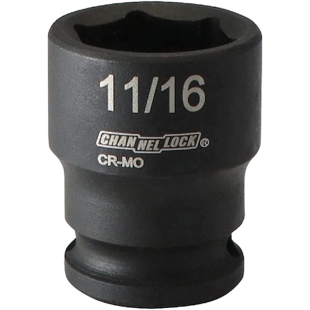 Channellock 3/8'' Drive 11/16'' 6-Point Shallow Standard Impact Socket S1815800112118001