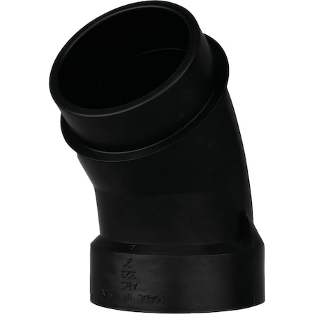 Charlotte Pipe And Foundry 2'' Hub x Spigot 45 Deg. Street ABS Elbow, 1/8 Bend ABS 00323 0800HA