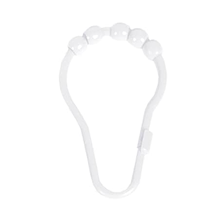 Kenney Mfg Rust-Proof Plastic Beaded Roller Ball Shower Curtain Rings, Set of 12, White KN67140V1