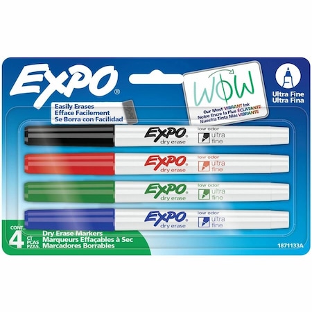 Newell Brands Dry Erase Marker, Capped, Ultra Fine, PK4 SAN1871133A
