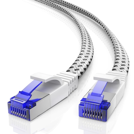 Maximm 15ft Cat7 Shielded Ethernet Cable 10Gbps 600MHz, White C7F-15FT-WHBRD