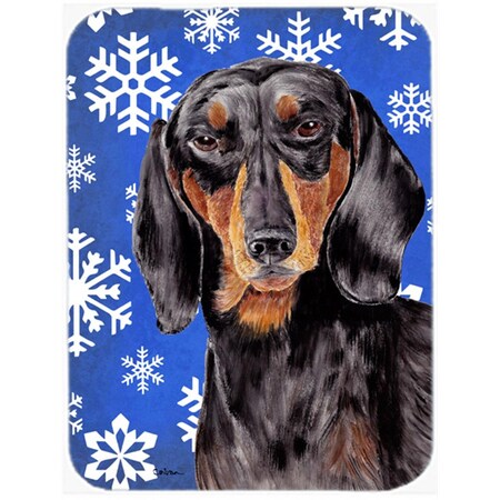 Carolines Treasures Dachshund Winter Snowflakes Holiday Glass Cutting Board - Large SC9363LCB